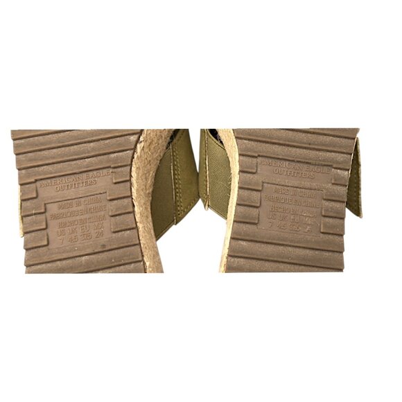 American Eagle Espadrille Platform Sandals Olive Green Buckle Women’s Size 7 - Picture 10 of 10